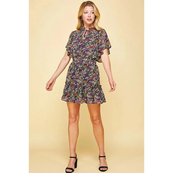 Pinch Bohemian Purple Flutter Sleeve Dress $73 - Picture 3 of 15